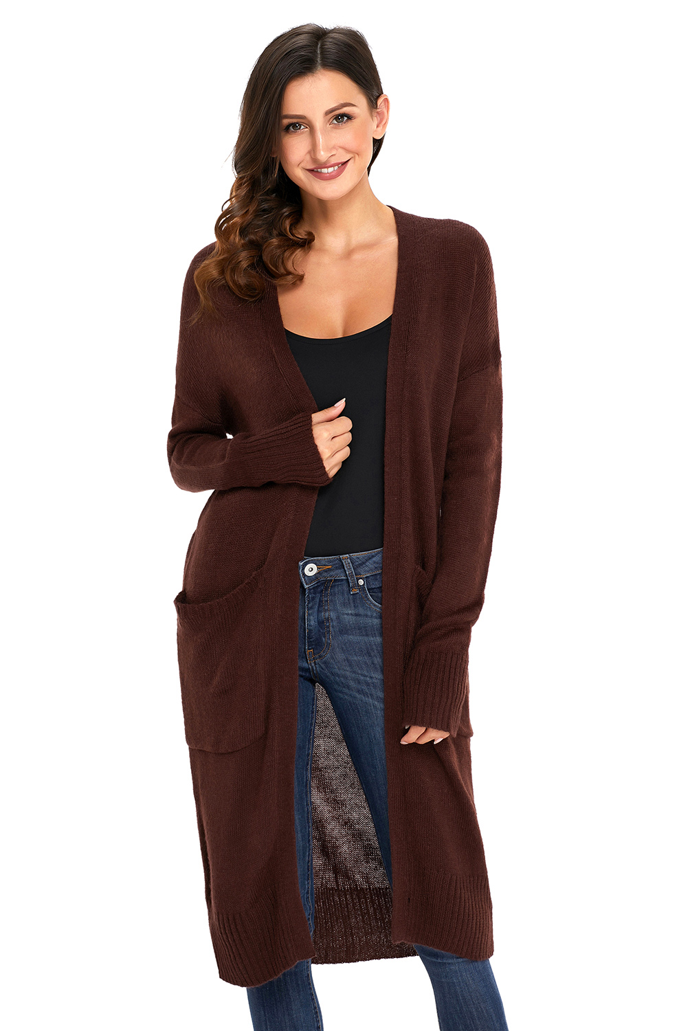 long brown cardigan