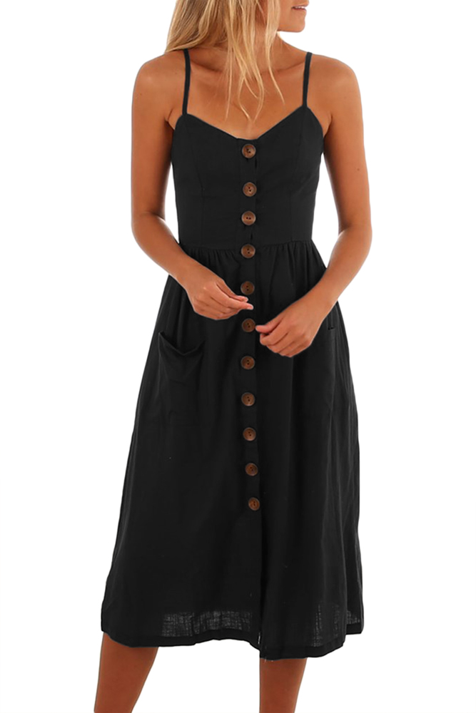 long black button down dress