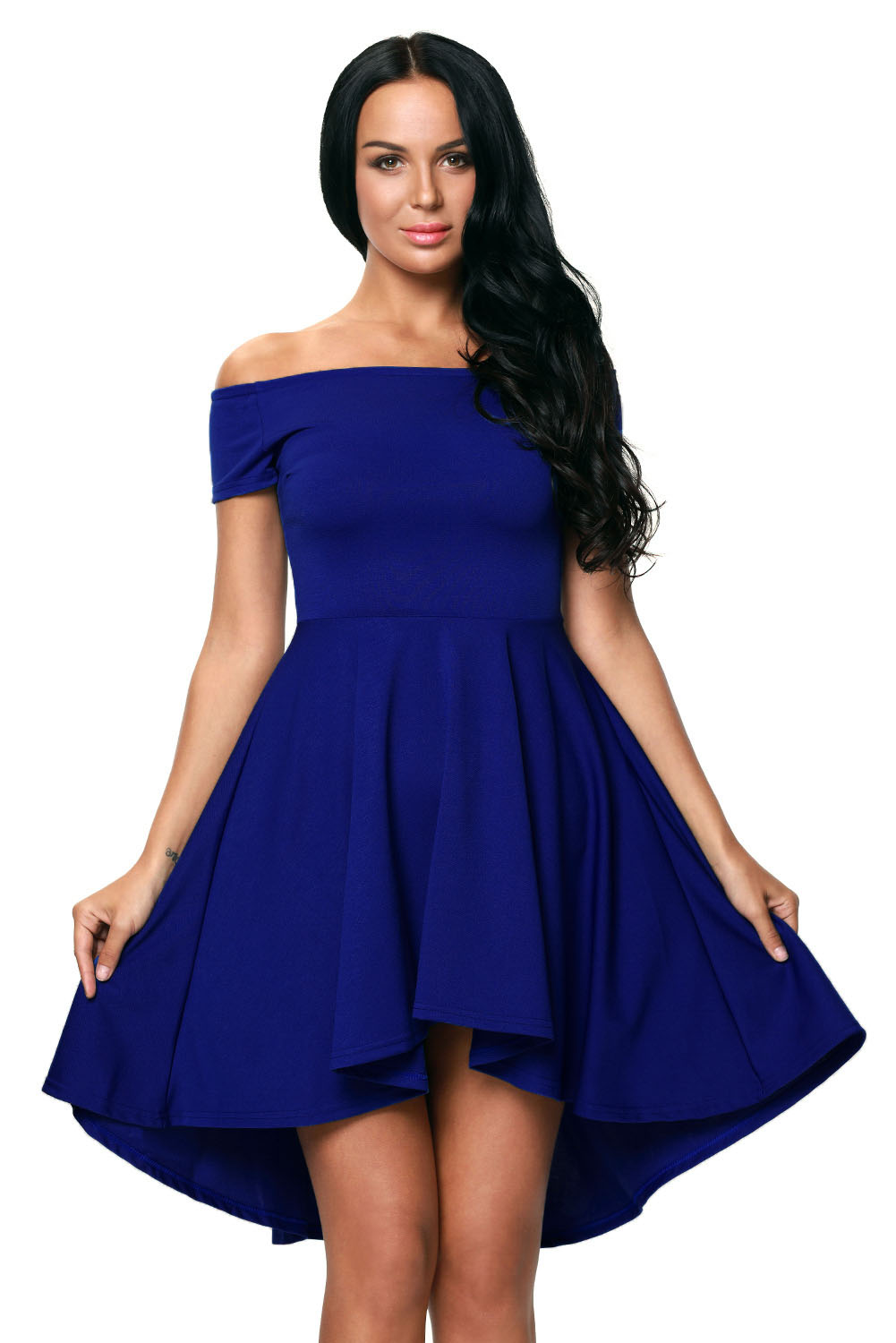 women in blue dress