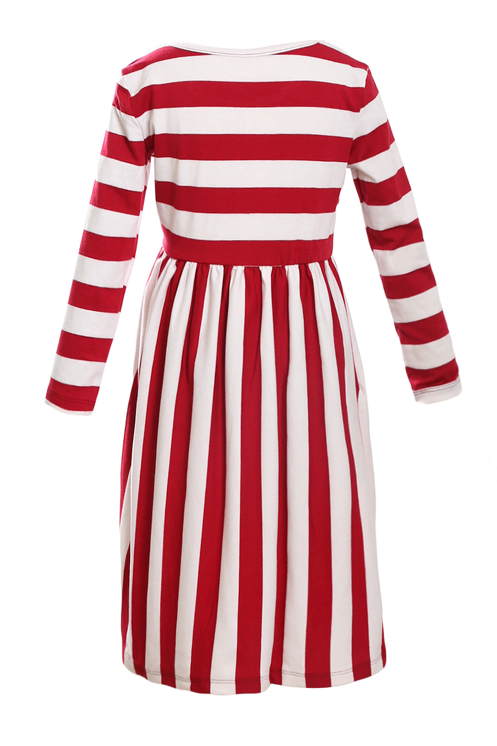girls red and white striped dress