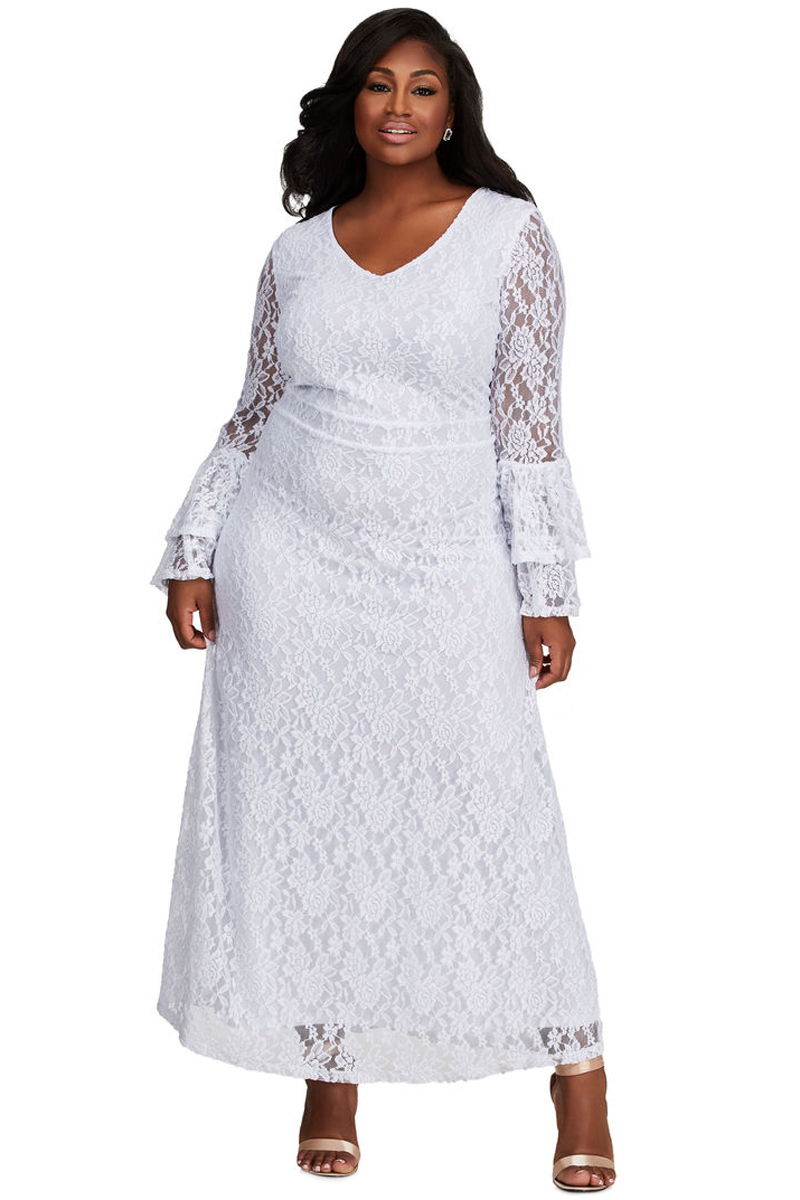 white lace maxi dress plus size