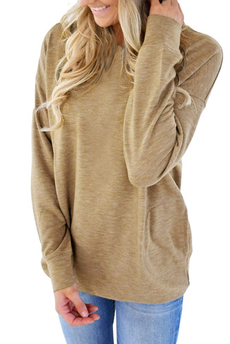 Wholesale Sweatshirts Hoodies Cheap Olive Casual Pocket Style Women Sweatshirt Online