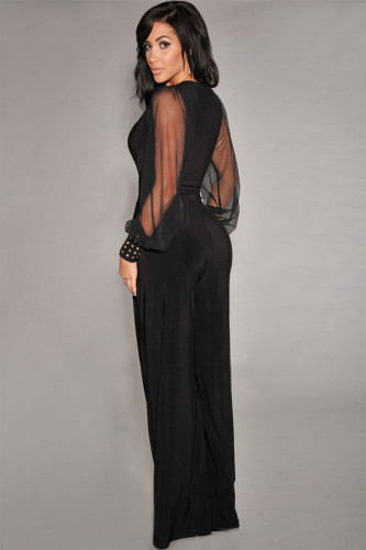 Wholesale Jumpsuits Rompers Cheap Black Embellished Cuffs Long