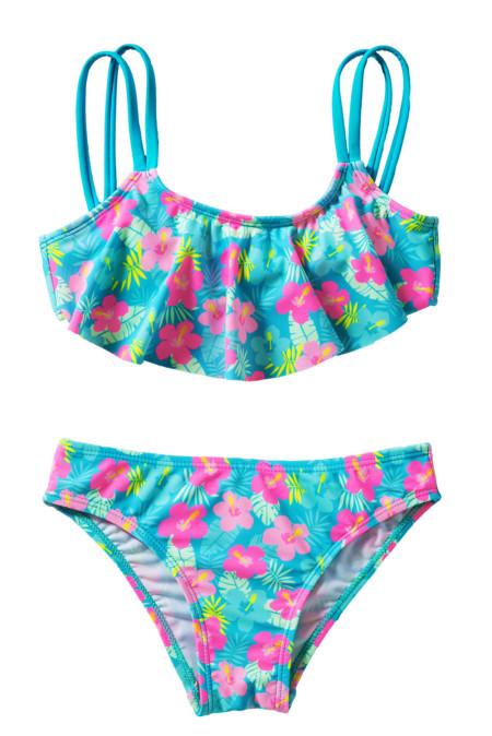 Wholesale Girls’ Ruffle Flower Print Two Piece Swimsuit Set Online