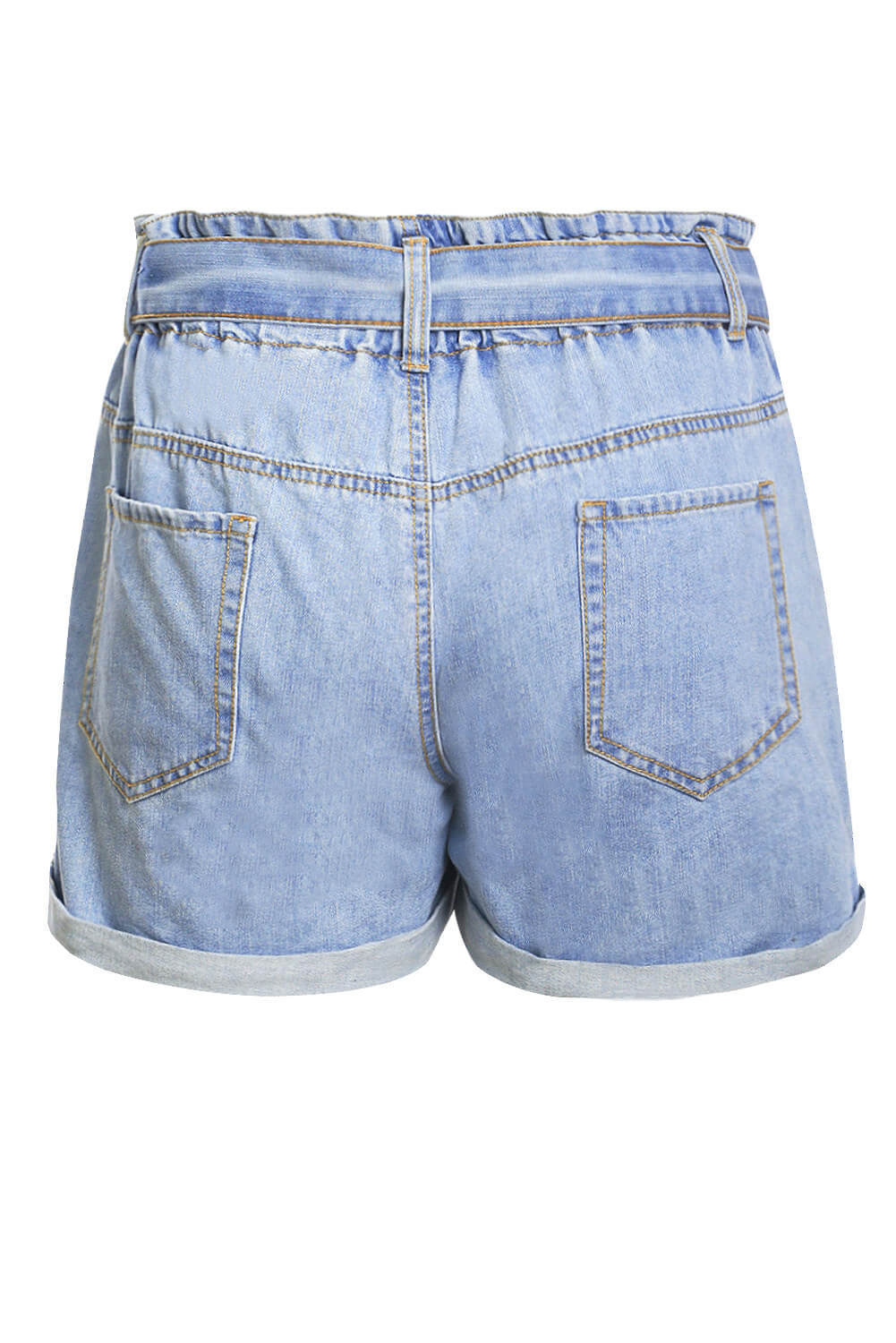 US$8.9 Light Blue Paper Bag Waist Denim Shorts Wholesale Online