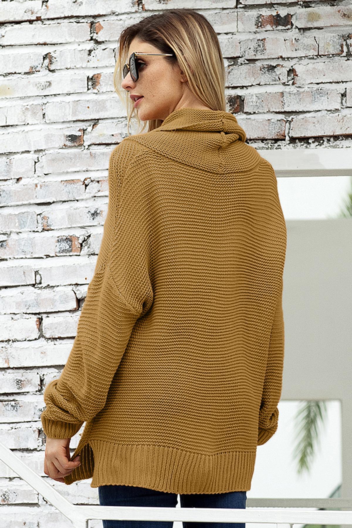 US$10.7 Khaki Cozy Long Sleeves Turtleneck Sweater Wholesale Online