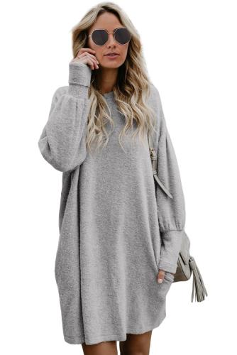 Wholesale Mini Dresses Cheap Gray Autumn Winter Long Lantern