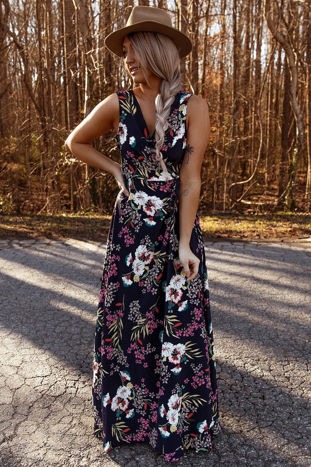 black floral wrap