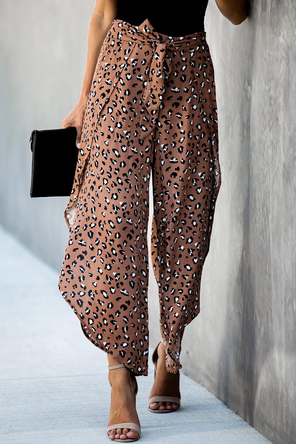 Wholesale Pre Order Bottoms, Cheap Leopard Print Chiffon Wide Leg Pants ...