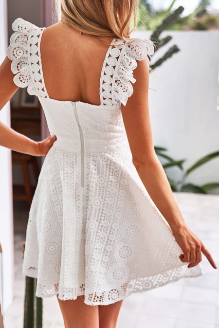 Wholesale Push it production, Cheap White Fit Flare Lace Mini Dress Online