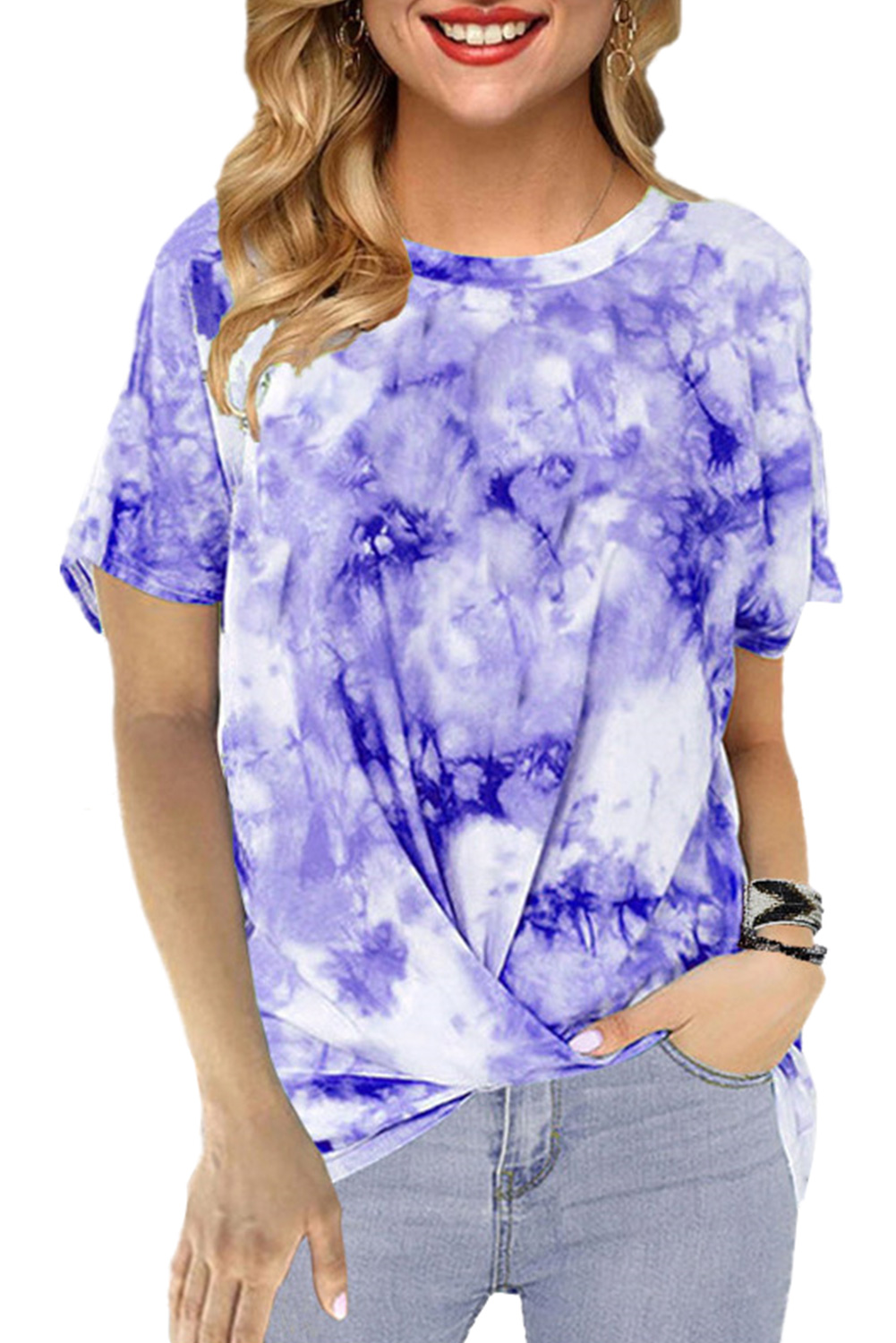 Wholesale Push It Production Cheap Blue Tie Dye Casual T Shirt Online   2d7cda50ba7a6e4d 