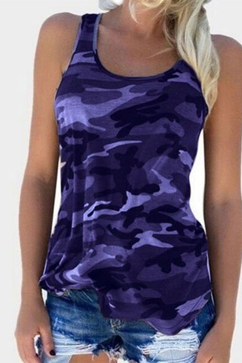 Wholesale Push it production, Cheap Blue Army Camo Camouflage Tank Top