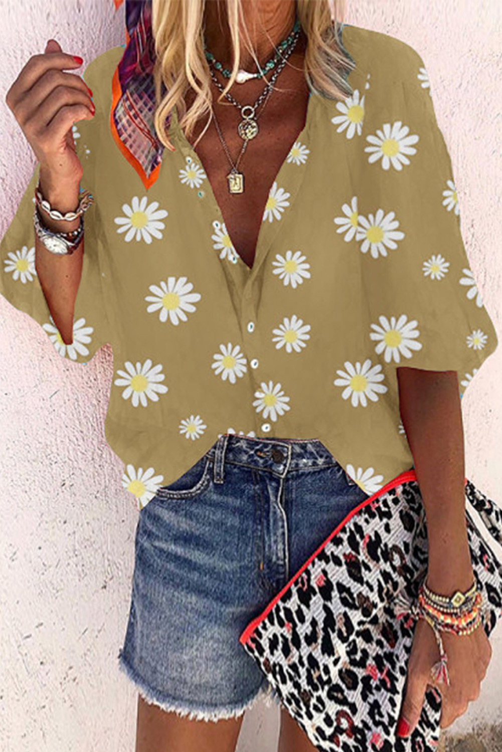 Wholesale Push it production, Cheap Yellow Small Daisy Print V-neck ...