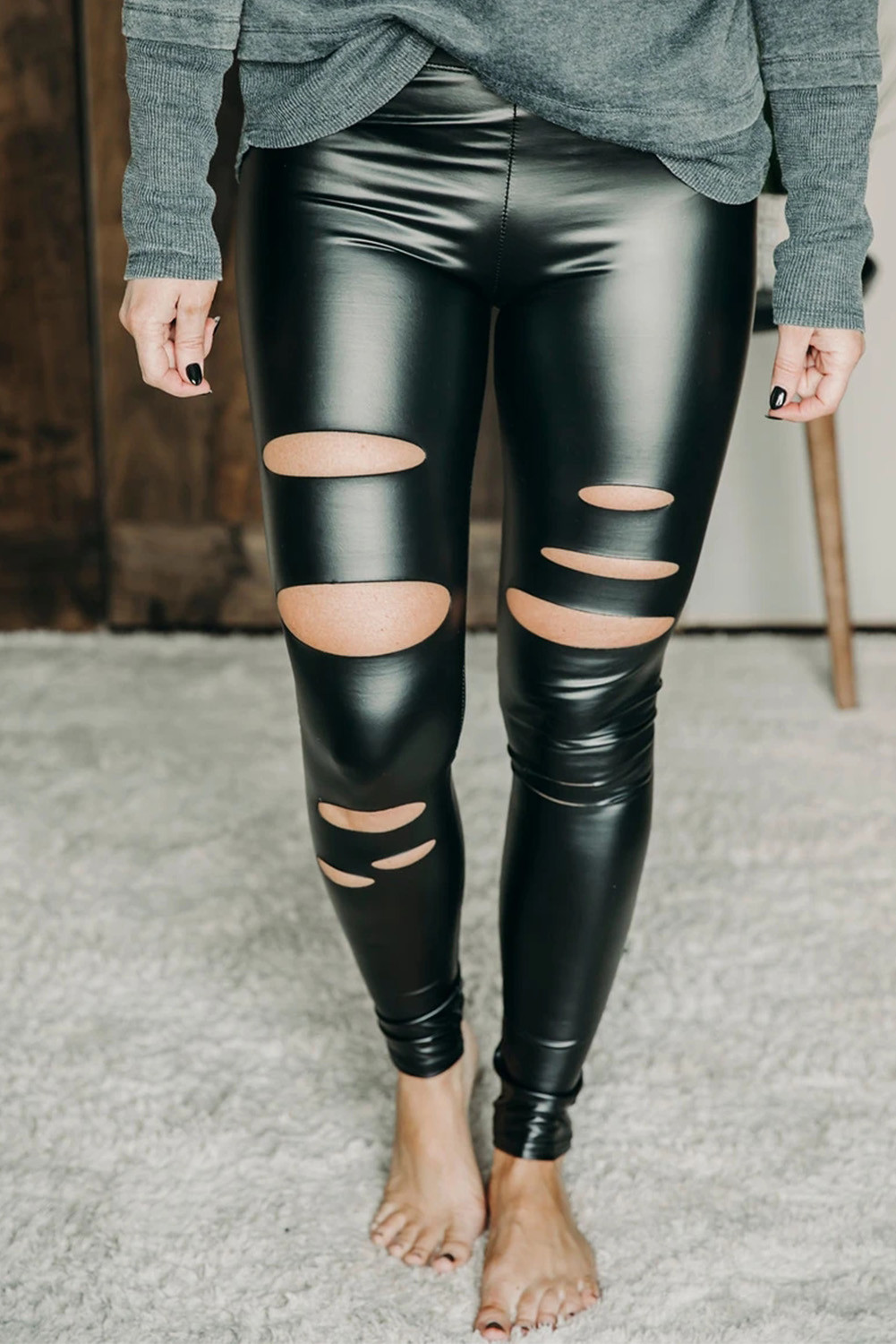 Wholesale Push it production, Cheap Pleather Distressed Leggings Online