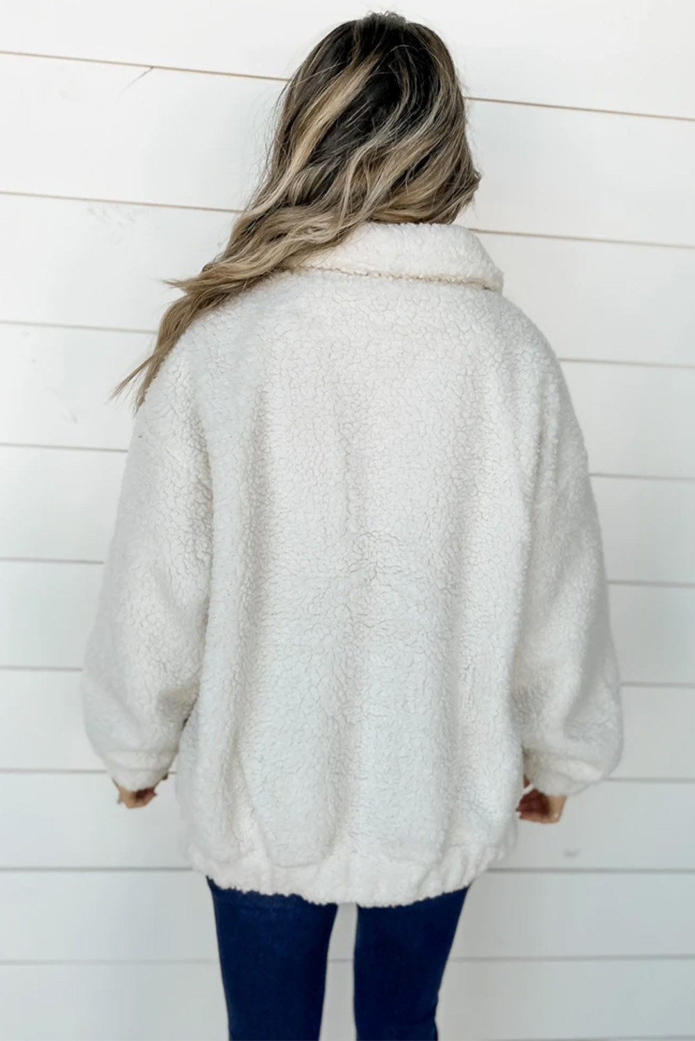 Wholesale Push it production, Cheap White Sherpa Zip Front Jacket Online