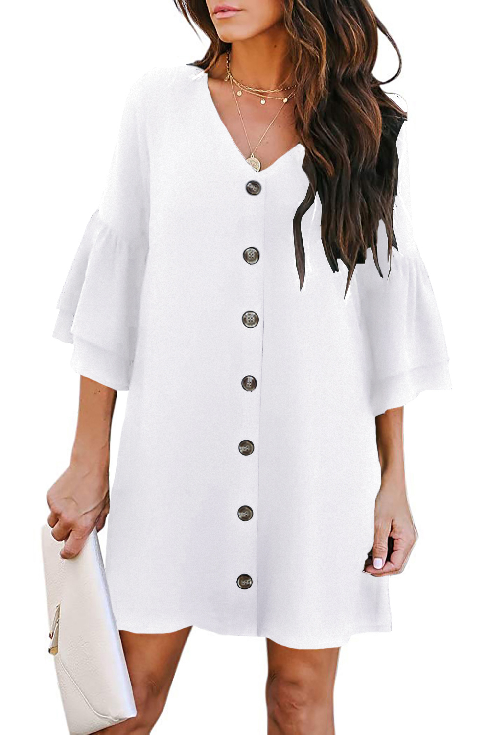bell sleeve shirt dress