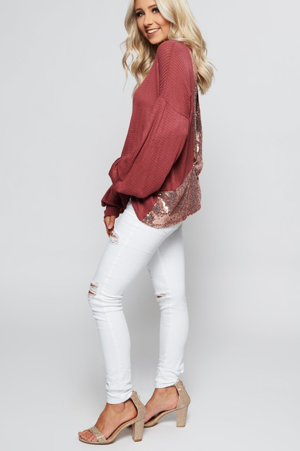 red sequin long sleeve