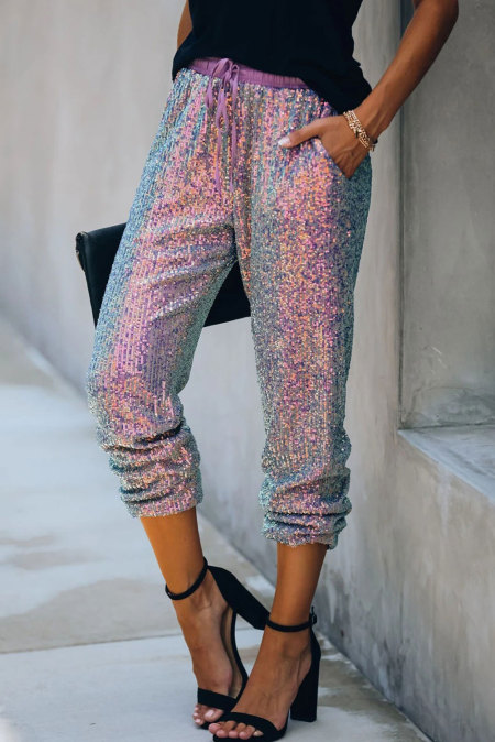 Wholesale Push it production, Cheap Multicolor Pocketed Sequin Joggers ...