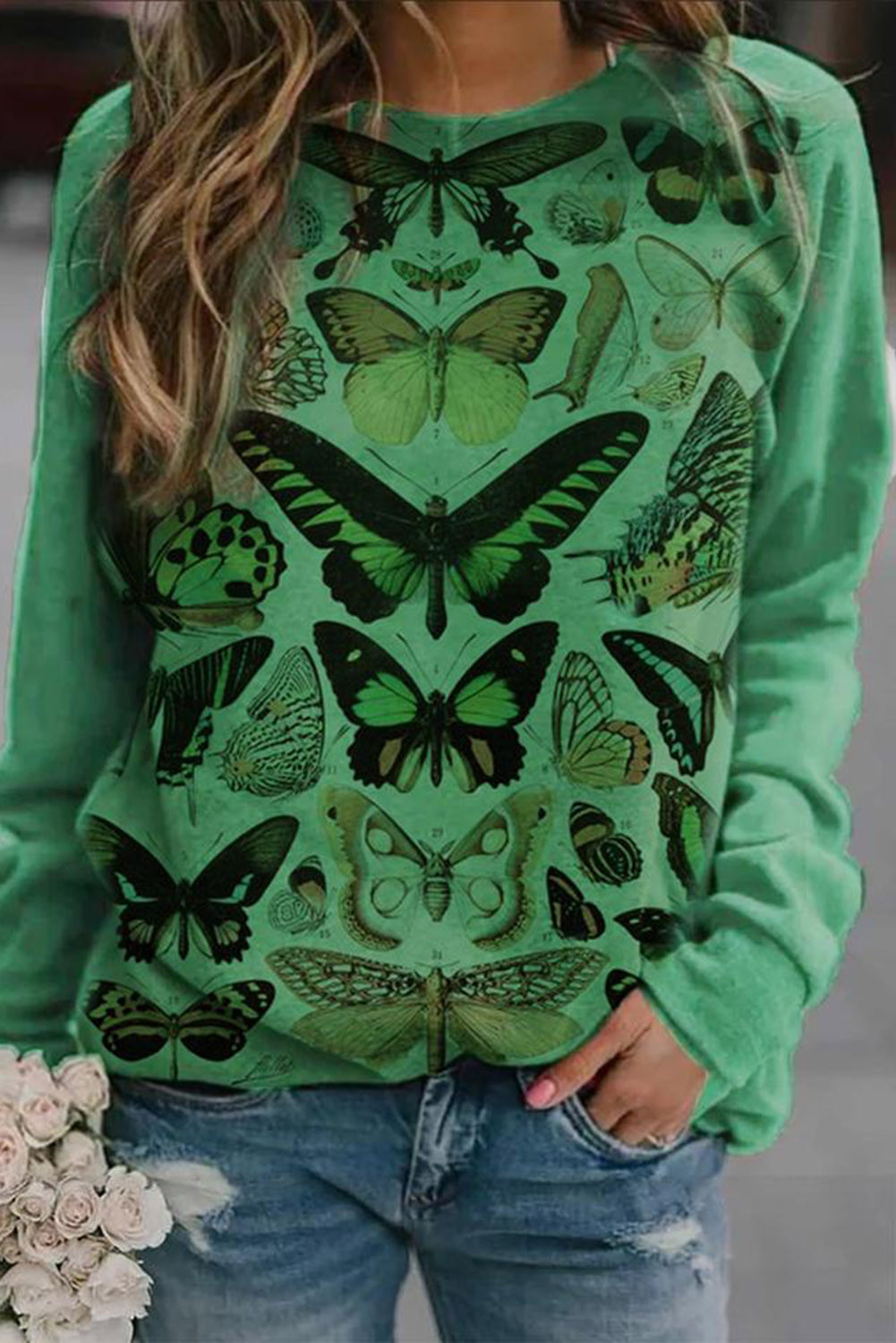 green butterfly sweater pacsun
