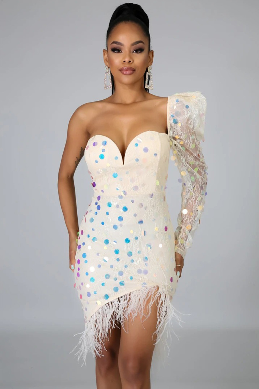 sheer sequin gown