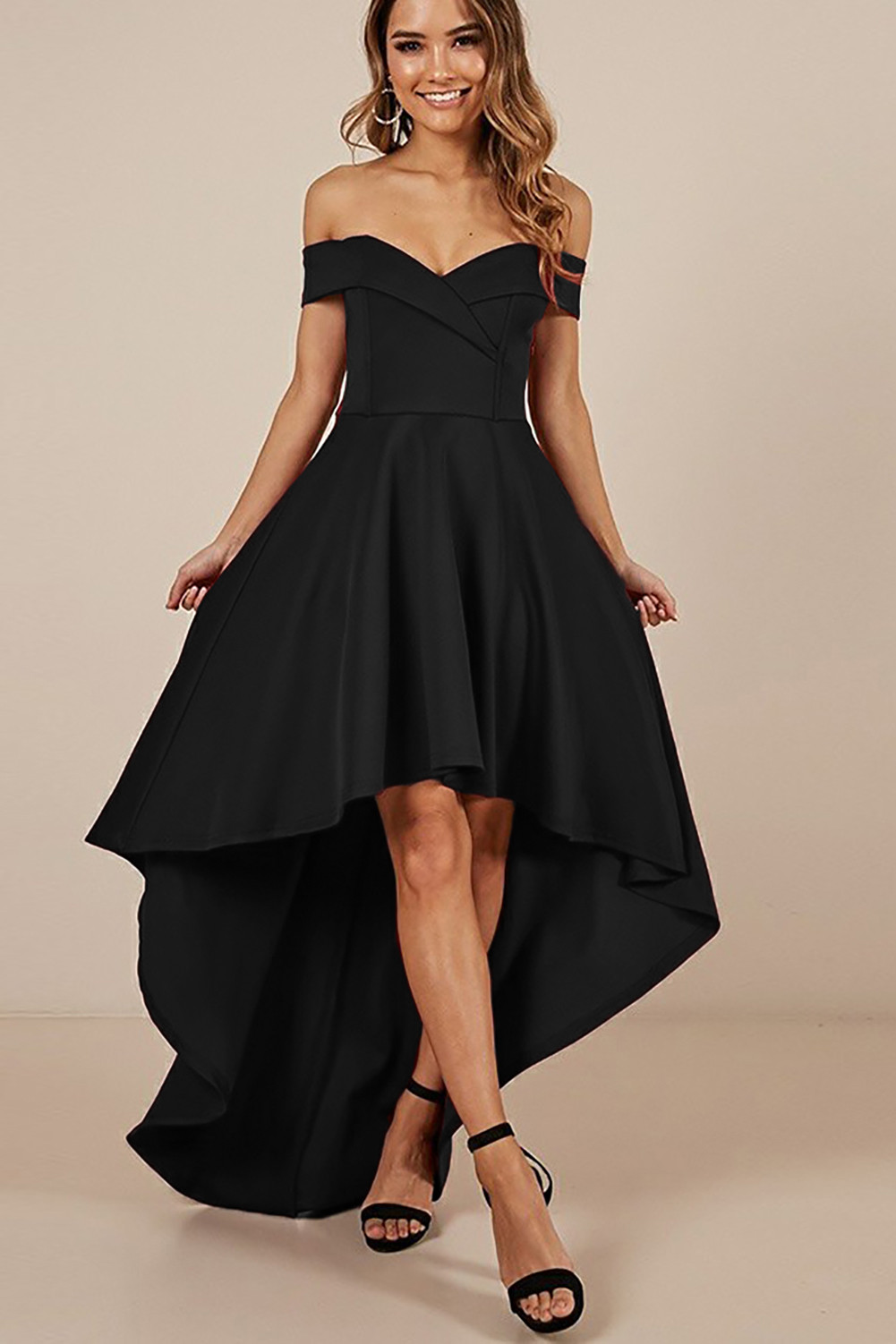 high low off the shoulder