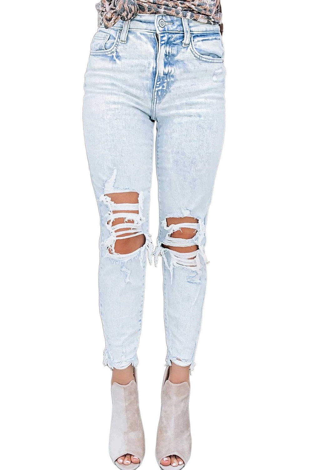 Wholesale Push it production, Cheap Light Blue Distressed Hollow-out ...