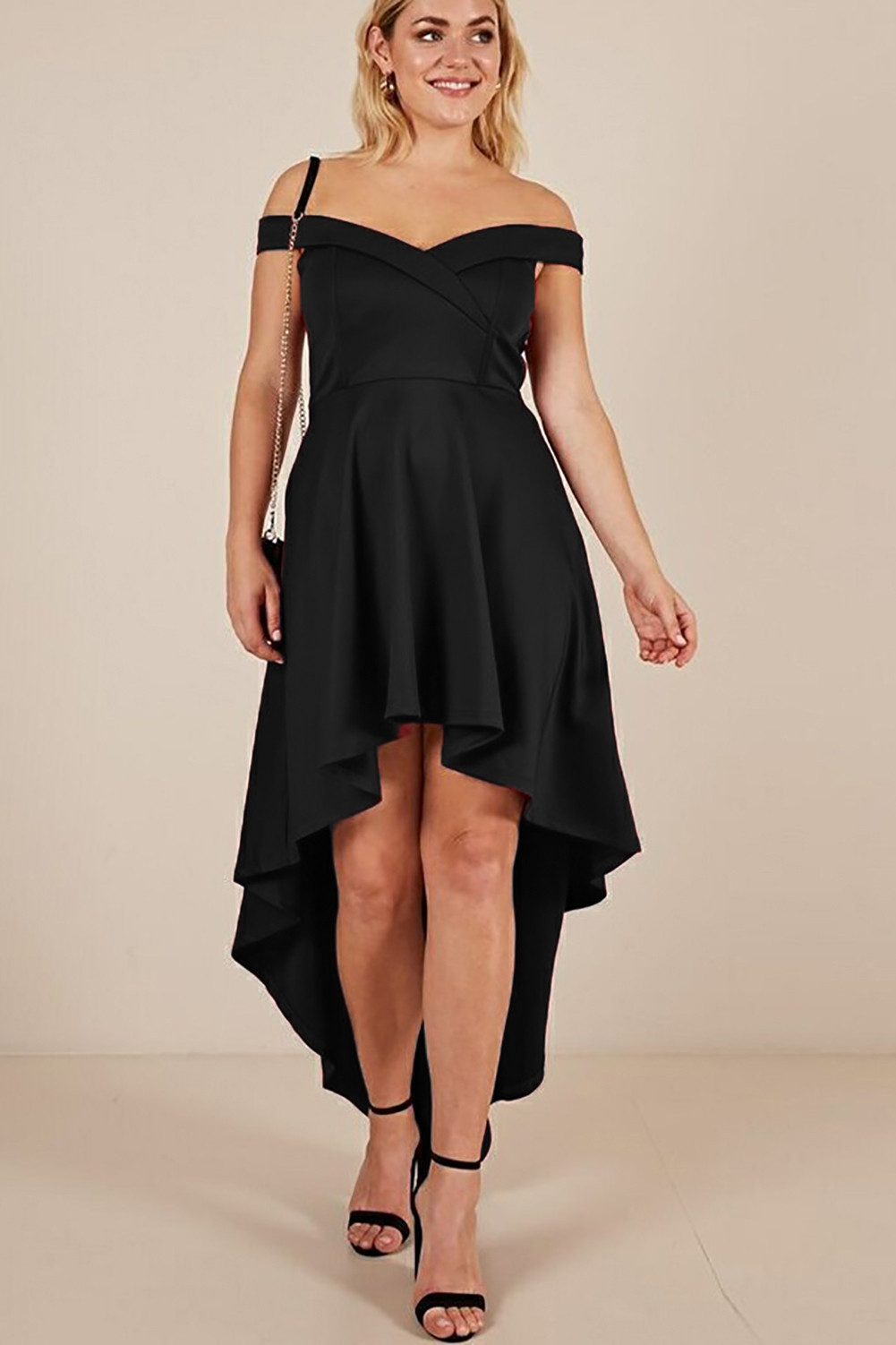 high low off the shoulder