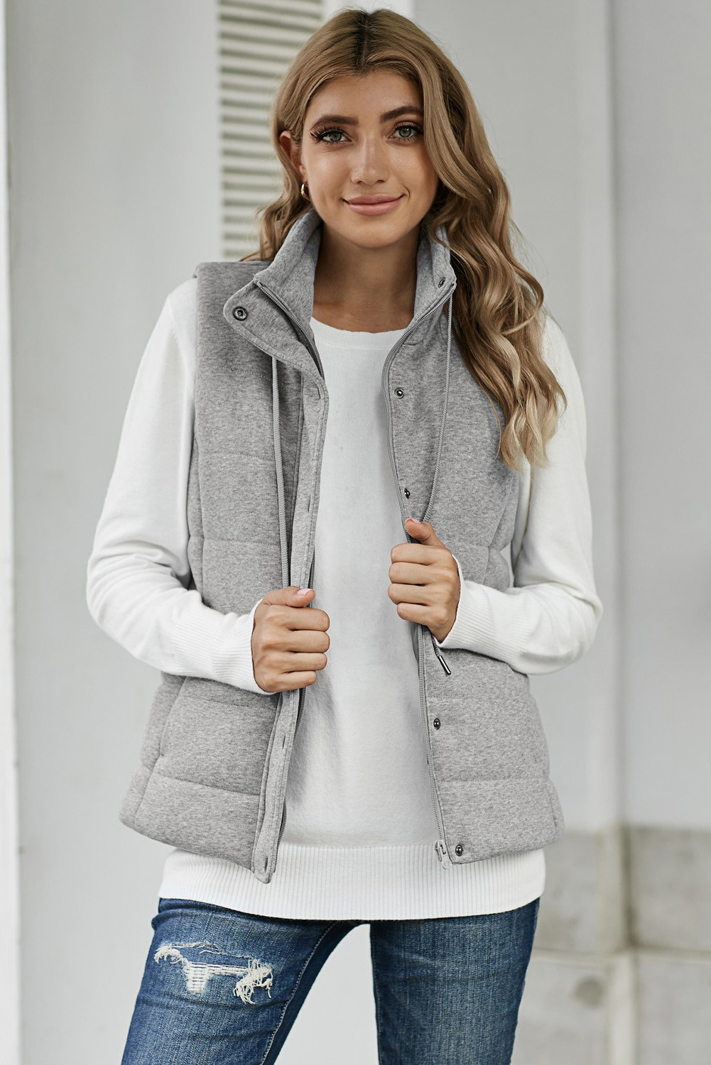 Download Wholesale Jackets & Coats, Cheap Gray Quilted Mock Neck ...