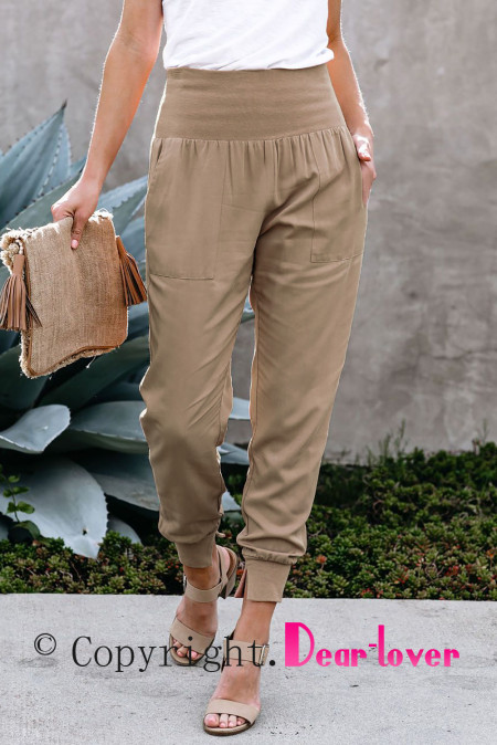 khaki joggers with pockets