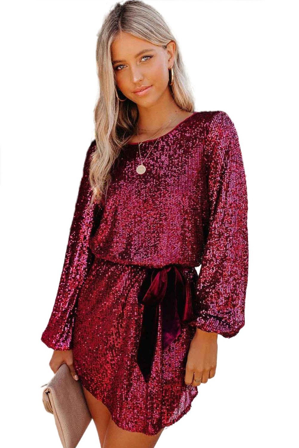 red sequin long sleeve
