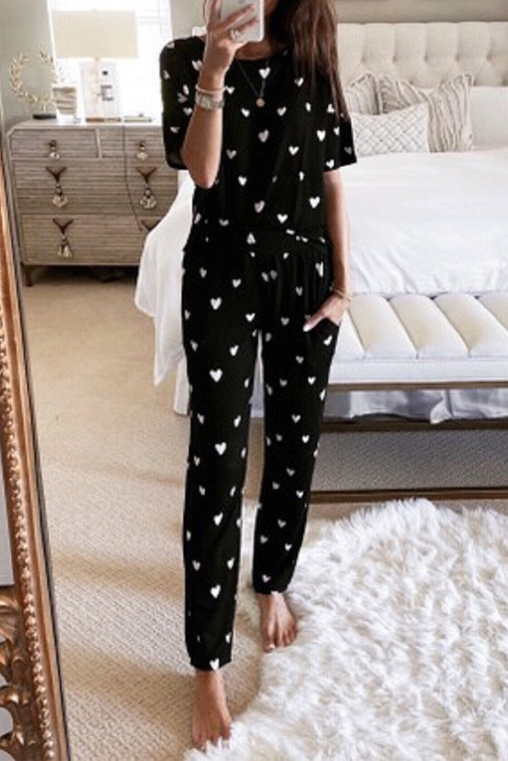 Wholesale Push it production, Cheap Black Heart Print Lounge Pajamas ...