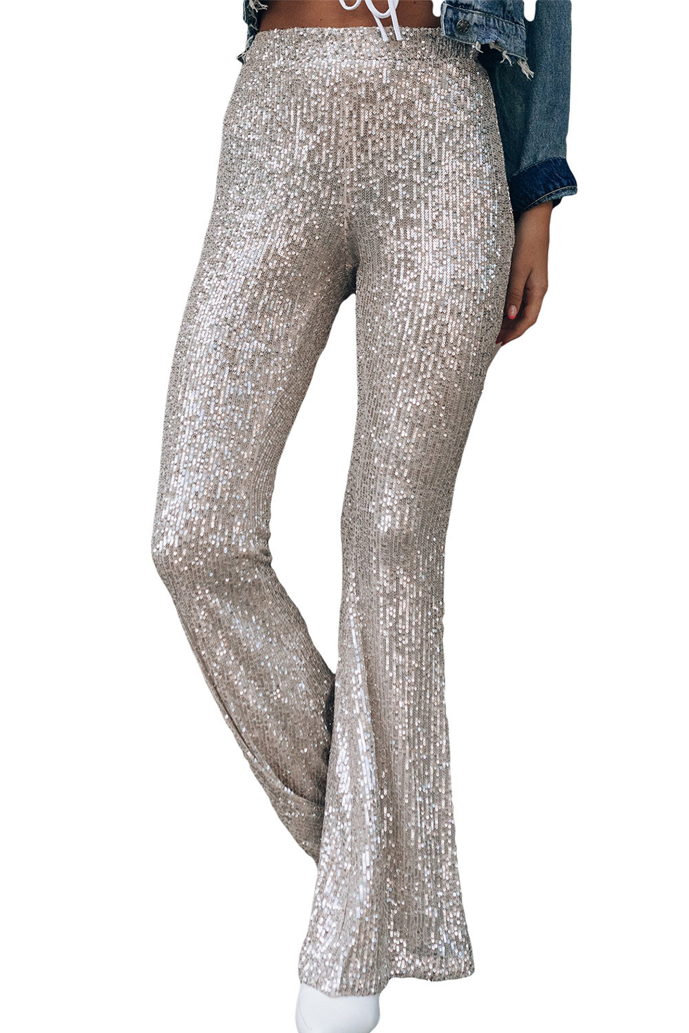 Wholesale Push it production, Cheap Silvery Sequin Flared Pants Online