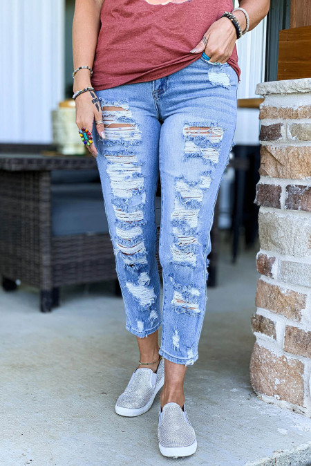 light blue ankle pants