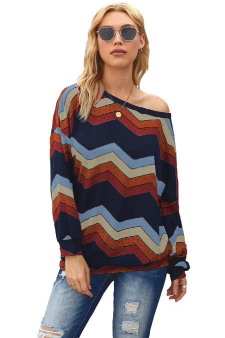 Wholesale Sweatshirts & Hoodies, Cheap Multicolor Wave Stripes ...