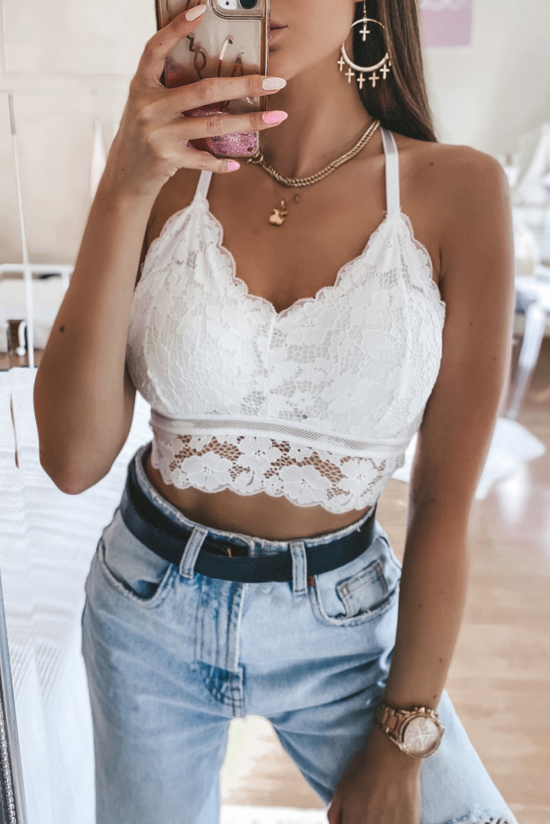 Wholesale Other Category Cheap White Lace Bralette Crop Top Online 2520