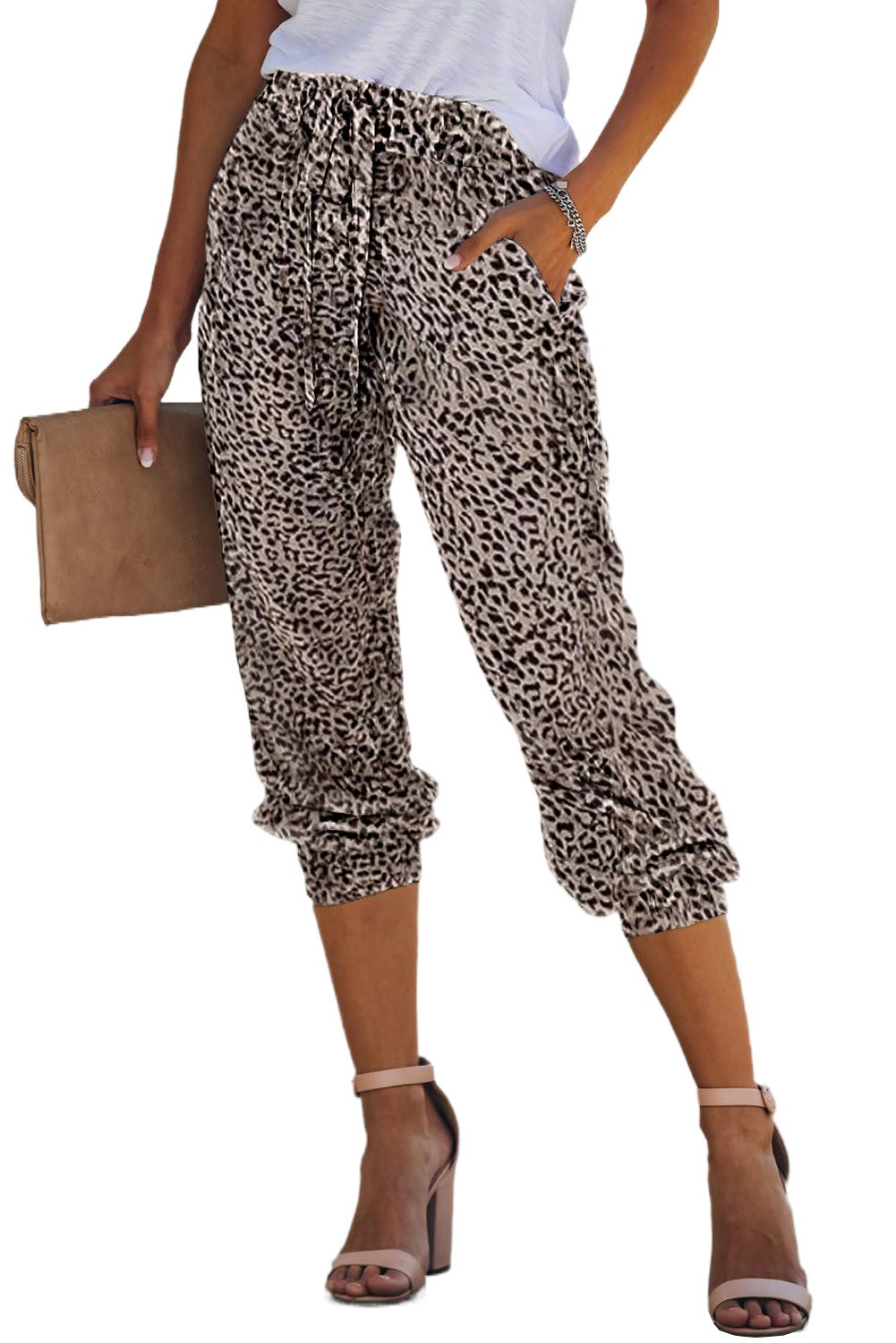 Wholesale Pants & Culotte, Cheap Leopard Print Drawstring Joggers Online