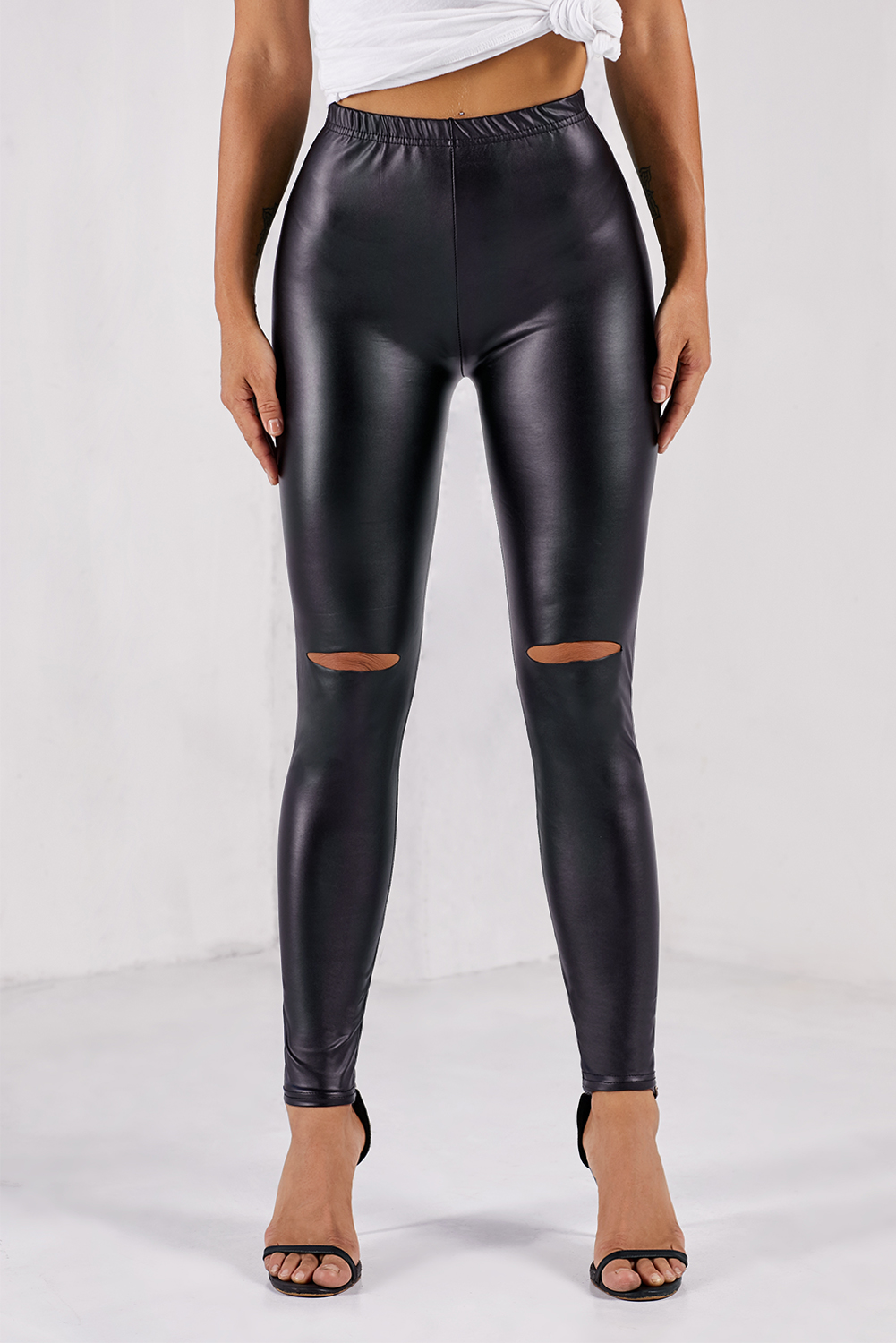 Buy SEASUMFaux Leather Leggings for Women Stretchy High Waisted Butt  Lifting Black Pleather Pants Outfit Sexy PU Leggings Tights Online at  desertcartINDIA
