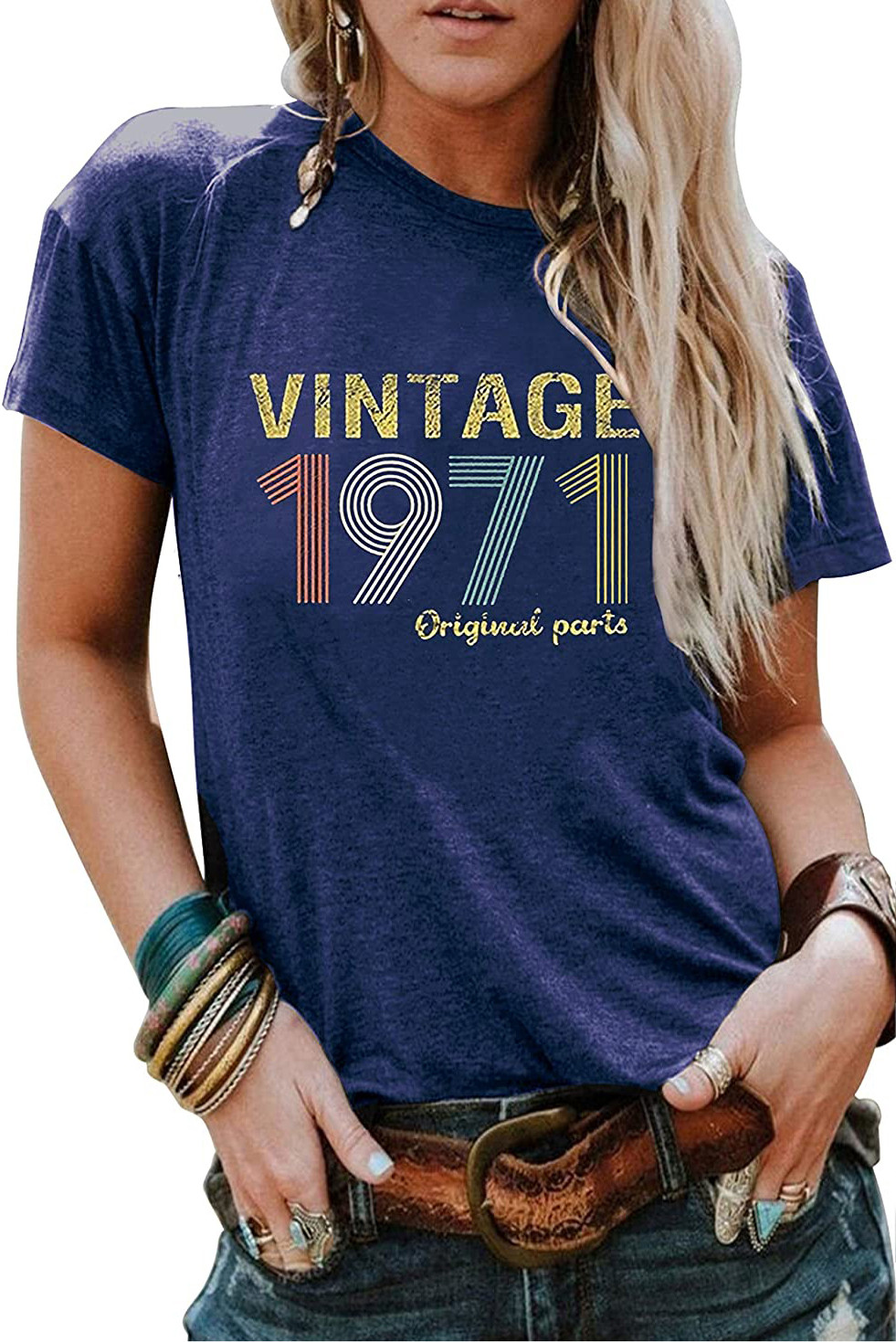 US$4.98 VINTAGE 1971 Blue T-shirt Wholesale Online