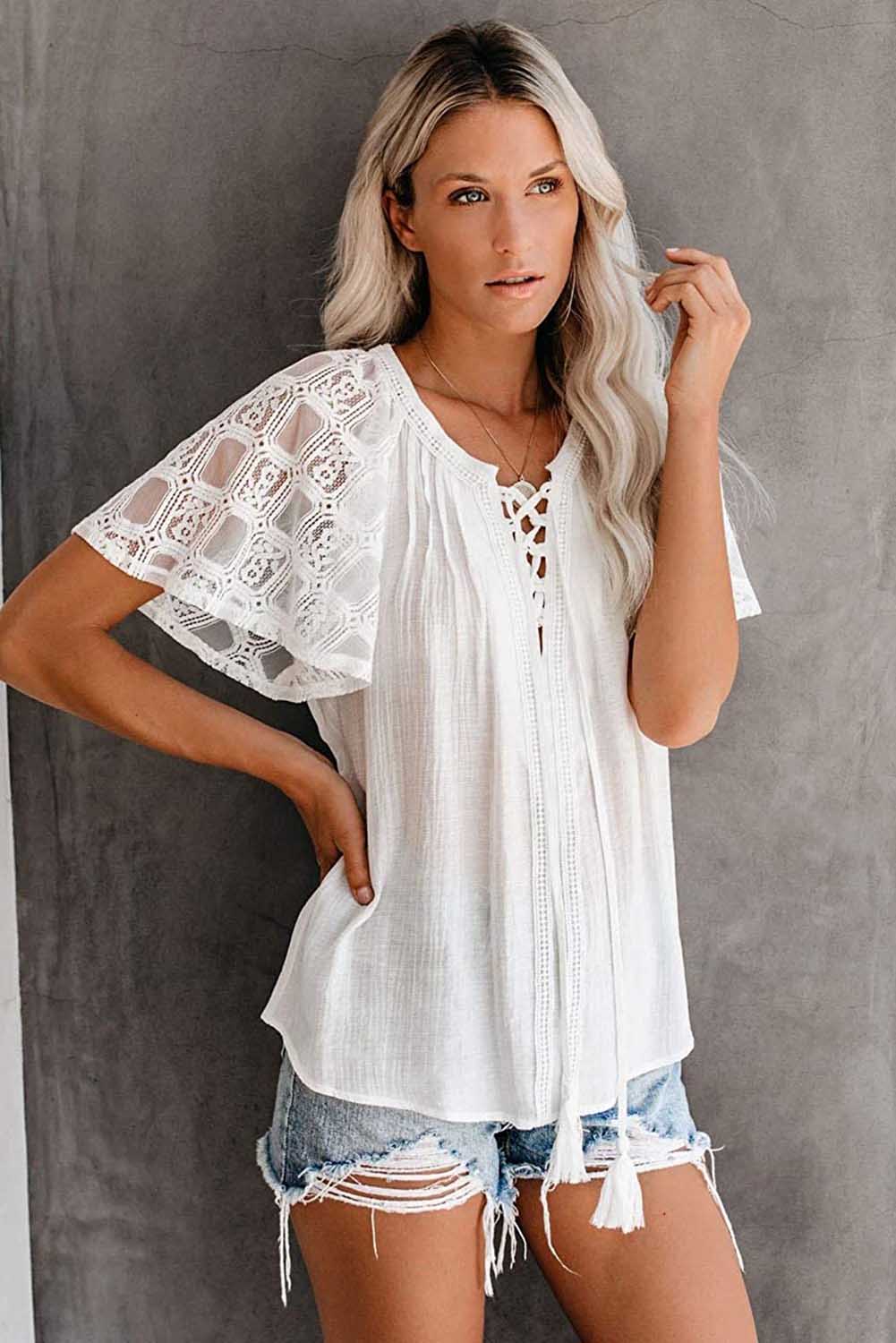 lace flutter sleeve top lace flutter sleeve top