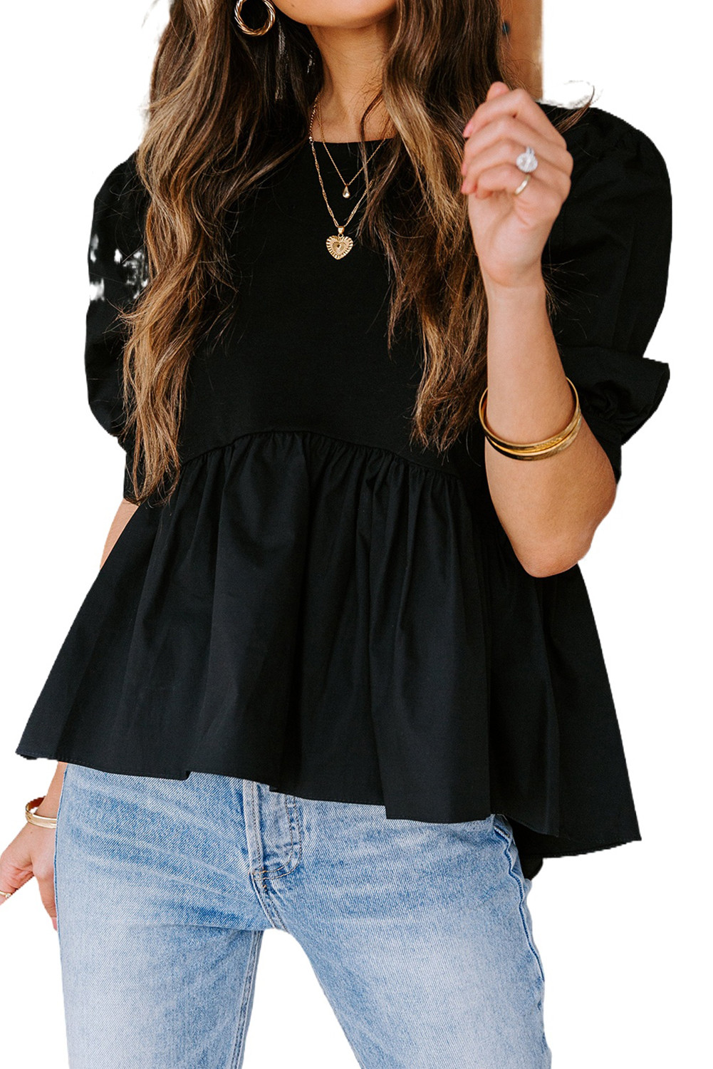 black puff sleeve tops