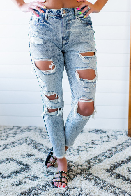 Full Size Tummy Control Distressed High Waist Raw Hem Jeans Dark Potassium w/ destruct main image 1