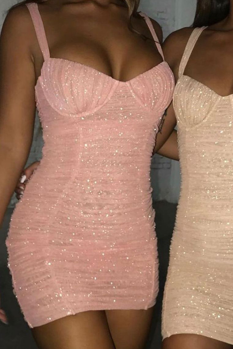 pink sparkly bodycon