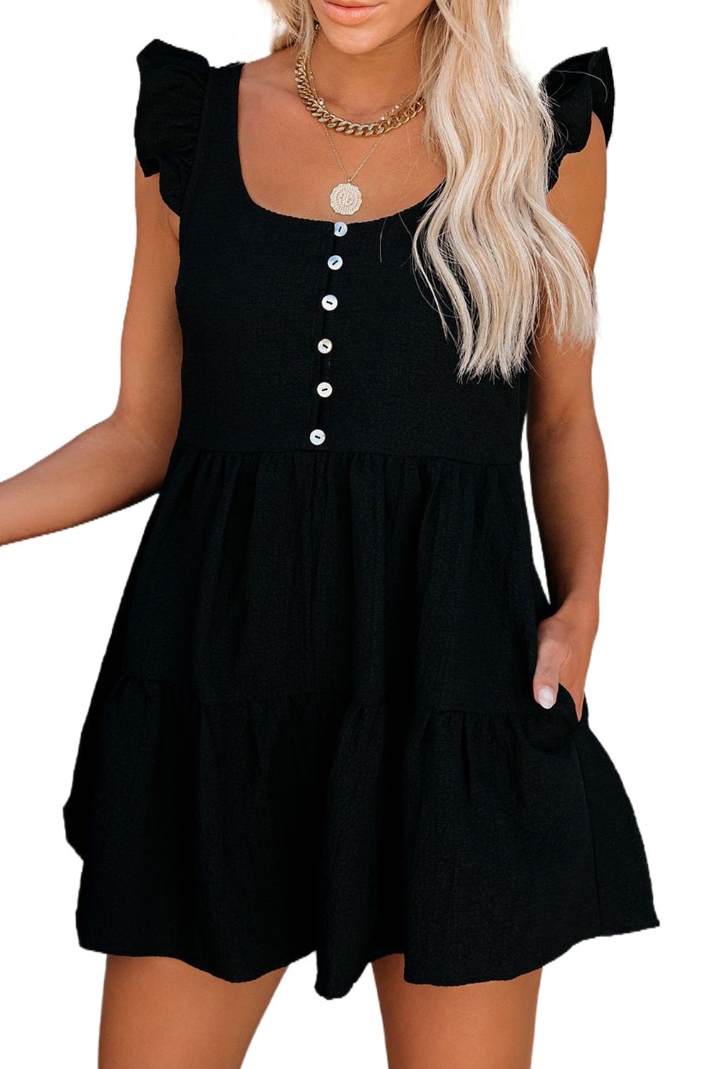 Wholesale Other Category, Cheap Black Ruffled Babydoll Romper with ...