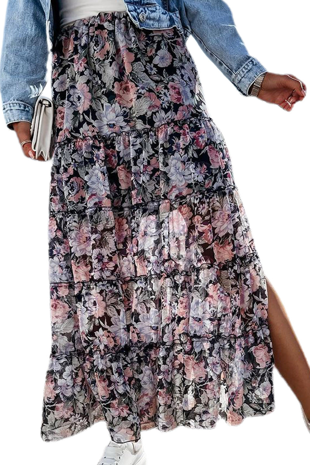 floral maxi skirt with slit